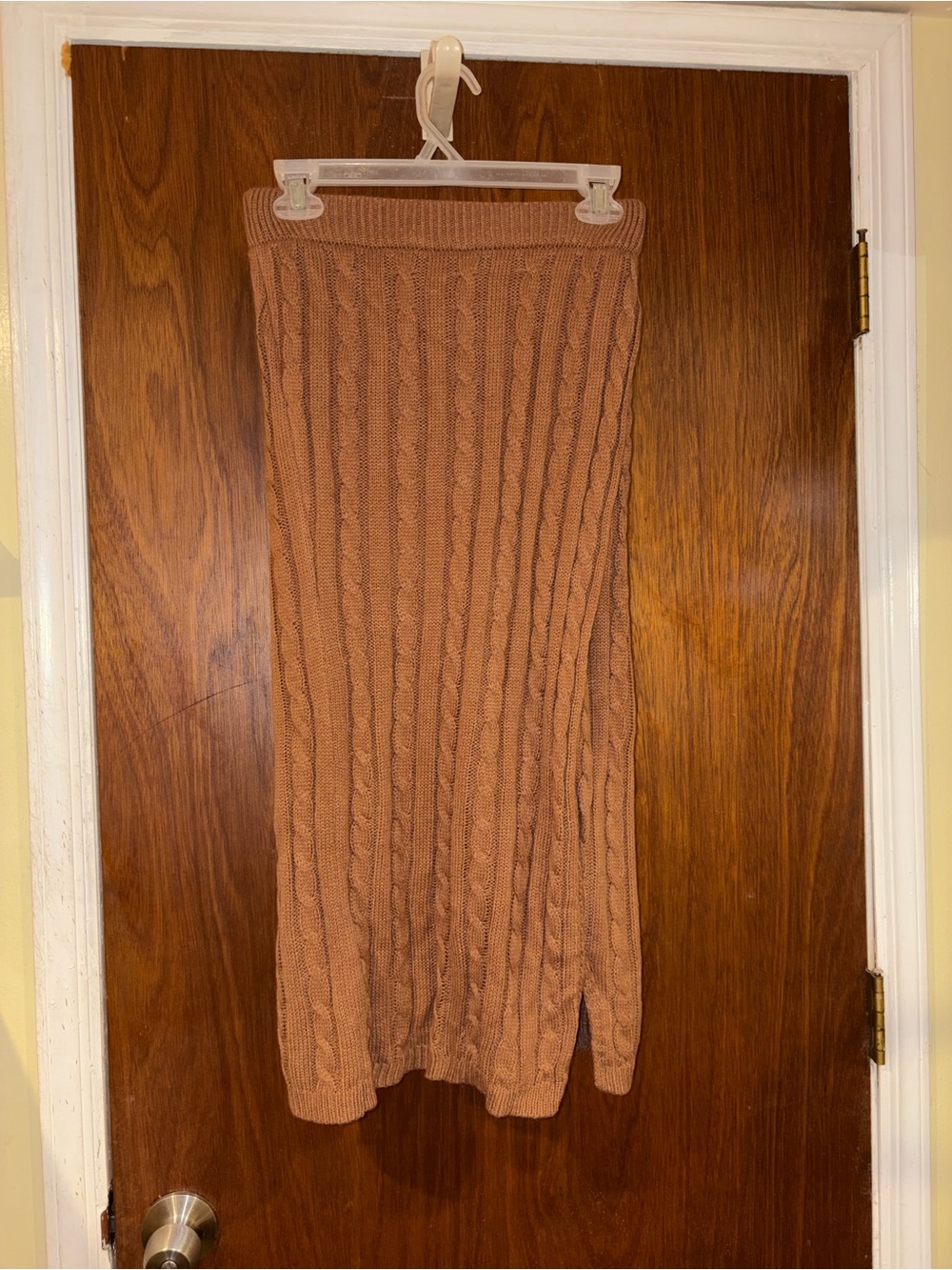 Cable Knit Midi Skirt - Rust